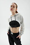 KAPŞONLU 2'Lİ CROP SWEATSHIRT