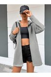 BORDO KAPŞONLU FERMUARLI UZUN KALIN OVERSIZE ÖRME HIRKA SWEATSHIRT