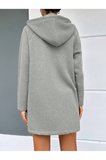 BORDO KAPŞONLU FERMUARLI UZUN KALIN OVERSIZE ÖRME HIRKA SWEATSHIRT