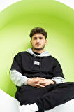 Unisex Kapüşonlu Siyah Gri Collage Sweatshirt