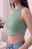 Kadın Kaşkorse Oymalı Fitted Crop Top Atlet