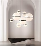 Ø40 CM AKRİLİK KÜRE SARKIT AVİZE ESKİTME GOLD-RAL1950  DOĞAL BEYAZ IŞIK-4000K 