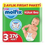 Molfix Pants Külot Bebek Bezi 3 Beden 4-9 Kg 4 Paket 376'lı