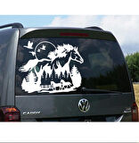 120 x 92 cm Doğa Manzara ve Atlar Karavan Sticker. Off Road Çıkartmaları
