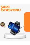 Sayarmarkt 4’ü 1 Arada Kablosuz Şarj İstasyonu Çok Renkli IOS Uyumlu LED Saat Ekranlı