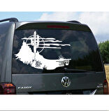 30 x 21 cm Kaktüs Manzara Karavan Sticker, Çıkartma