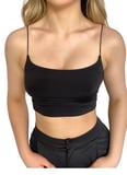 Askılı Crop  Bluz-SİYAH