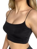 Askılı Crop  Bluz-SİYAH