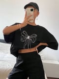 Baskılı Oversize T-shirt - Siyah
