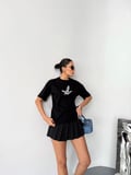 Kısa Kol Baskılı T-shirt - Siyah