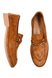 Scarpe Taba Hakiki Deri Kadın Süet Babet Ayakkabı