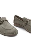 Scarpe Bej Hakiki Deri Kadın Süet Babet Ayakkabı