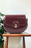 Microbag Bordo Kadın Mini Parlak El ve Omuz Çantası