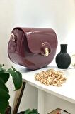Microbag Bordo Kadın Mini Parlak El ve Omuz Çantası