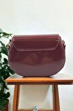 Microbag Bordo Kadın Mini Parlak El ve Omuz Çantası