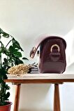 Microbag Bordo Kadın Mini Parlak El ve Omuz Çantası