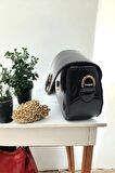Microbag Siyah Kadın Mini Parlak El ve Omuz Çantası