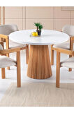 Milas Natural Ahşap Bohem Yemek Masası 110x110