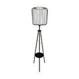 Miral Raflı Siyah Tripod Kafes Lambader