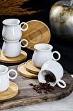 Bambu Tabaklı 6 Parça Türk Kahvesi Fincan Takımı