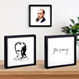 Mustafa Kemal Atatürk Tasarımlı Yapışkanlı Sök Tak Paspartulu Pola 3 'lü Çerçeve
