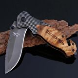 Kişiye Özel Browning Serisi Ahşap Kabzeli Kamp Kurtarma Outdoor Çakı Bıçak
