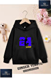 Kız/Erkek Çocuk Beyaz Kapüşonlu ''24 BASKET'' Baskılı Sweatshirt