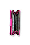 Fermuarlı Kadın Cüzdanı, Çok Bölmeli, Pembe, Metal Detaylı
