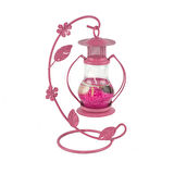Mumluk Metal Askılı Cam Nostalji Mumluk Pembe