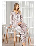 Onden Düğmeli Pijama Saten Pijama Takımı 3011