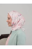 Bushu Çiçek Desenli Twill Eşarp Pembe