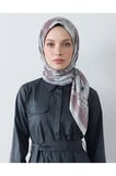 Bushu Çiçekli Twill Eşarp Gri Mavi