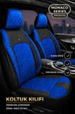 Audi Q3 2011+ Uyumlu Monaco Serisi Eviza Deri Detaylı Mavi Koltuk Kılıfı