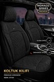 Fiat Bravo 2007-2014 Uyumlu Monaco Serisi Eviza Deri Detaylı Siyah Koltuk Kılıfı