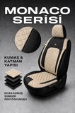 Hyundai Elantra 2011+ Uyumlu Monaco Serisi Eviza Deri Detaylı Bej Siyah Koltuk Kılıfı