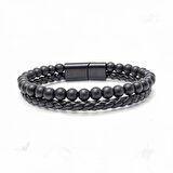 Moncuk Design Oniks Doğaltaş Ve Deri Erkek Bileklik 33512B7D1