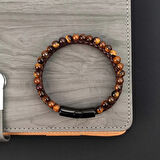 Moncuk Design Kaplan Gözü Doğaltaş Deri Erkek Bileklik 33512B7D8