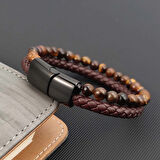 Moncuk Design Kaplan Gözü Doğaltaş Deri Erkek Bileklik 33512B7D8