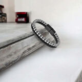 Moncuk Design Hematit Doğaltaş Deri Erkek Bileklik 33512B7D9