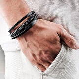 Moncuk Design Hematit Doğaltaş Ve Deri Çoklu Bileklik 33512B9D21