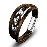 Moncuk Design Çelik Top Ve Kahve Deri Bileklik 33514B8D2