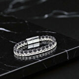 Moncuk Design Elmas Kesim Hematit Ve Çelik Zincir Bileklik 33512B21D1