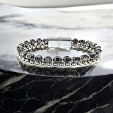 Moncuk Design Elmas Kesim Hematit Ve Çelik Zincir Bileklik 33512B21D1