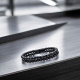 Moncuk Design Çift Oniks Çelik Bileklik 33512B20D5