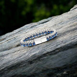 Moncuk Design Çelik Zincirli Mavi Ve Gümüş Hematit Bileklik 33512B21D6