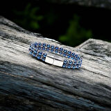 Moncuk Design Çift Mavi Ve Gümüş Renk Hematit Çelik Bileklik 33512B20D6