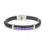Moncuk Design Ametist Taşlı Deri Bileklik 33511G6D3M