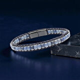 Moncuk Design Mavi Aventurin & Hematit Çelik Örgülü Deri Bileklik 33512B22D4