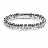 Moncuk Design Çelik Zincirli Hematit Ve Silver Hematit Bileklik 33512B21D9