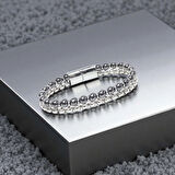 Moncuk Design Çelik Zincirli Hematit Ve Silver Hematit Bileklik 33512B21D9